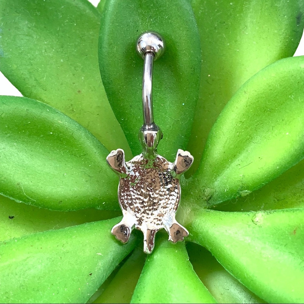 Multicolor Crystal Cute Turtle Belly Button Ring - Picture 4 of 8